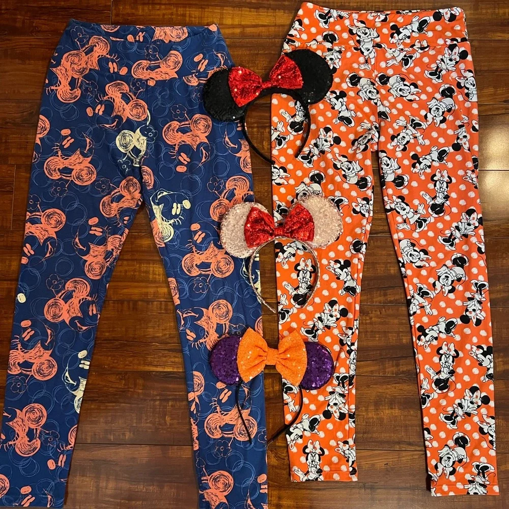 Make offer! 2 LuLaRoe Disney Minnie Mouse soft leggings bundle - Picture 1 of 9